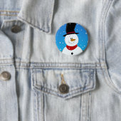 Snowman - Blauw Ronde Button 5,7 Cm (In situ)