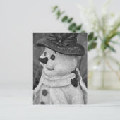  Snowman, blauw schimmelfoto B/W Holiday Briefkaart (Staand voorkant)