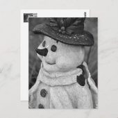  Snowman, blauw schimmelfoto B/W Holiday Briefkaart (Voorkant / Achterkant)