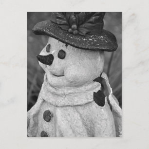  Snowman, blauw schimmelfoto B/W Holiday Briefkaart