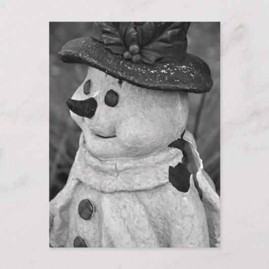  Snowman, blauw schimmelfoto B/W Holiday Briefkaart (Voorkant)
