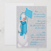 Snowman (blauw) - Uitnodiging (Voorkant / Achterkant)