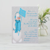 Snowman (blauw) - Uitnodiging (Staand voorkant)