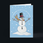 Snowman (blauwe achtergrond) Verzending Feestdagen Kaart<br><div class="desc">Reproductie van originele illustraties door mabolen (gekleurd potlood)</div>