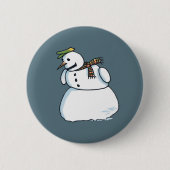 Snowman blauwe knop ronde button 5,7 cm (Voorkant)