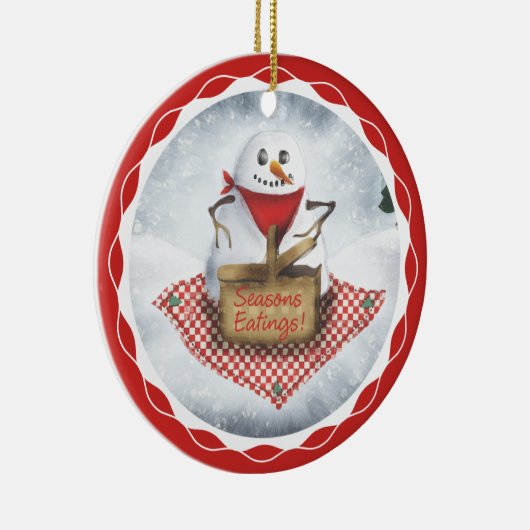 Snowman Blizzard Picnic Kerstboom ornament (Rechts)