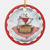 Snowman Blizzard Picnic Kerstboom ornament (Voorkant)