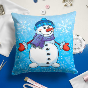 Snowman Blue Holiday   KerstSierkussen Kussen