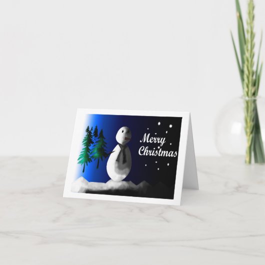 Snowman Blue-kerstkaarten Feestdagen Kaart (Voorkant)