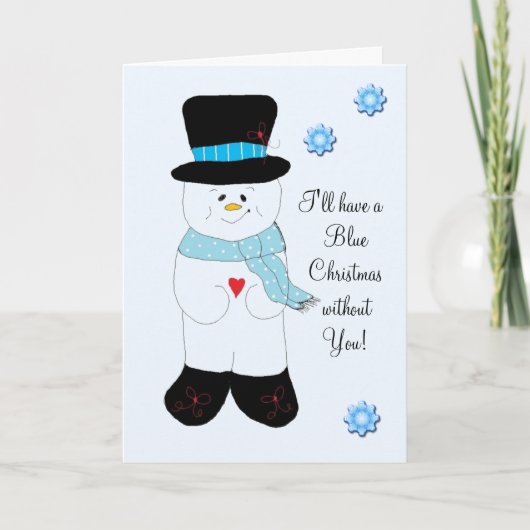 Snowman Blue Kerstmis Feestdagen Kaart (Voorkant)