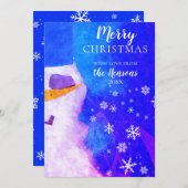 Snowman Blue Magical Winter Kerstmis Feestdagenkaart (Voorkant / Achterkant)