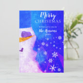 Snowman Blue Magical Winter Kerstmis Feestdagenkaart (Staand voorkant)