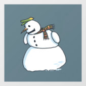 Snowman blue window cling raamsticker (Vel)