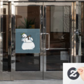 Snowman blue window cling raamsticker (Kantoordeur)