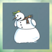 Snowman blue window cling raamsticker (Vel 3)