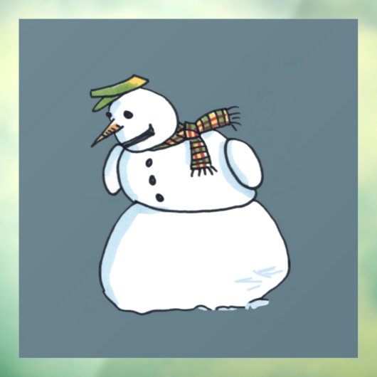 Snowman blue window cling raamsticker (Vel 3)