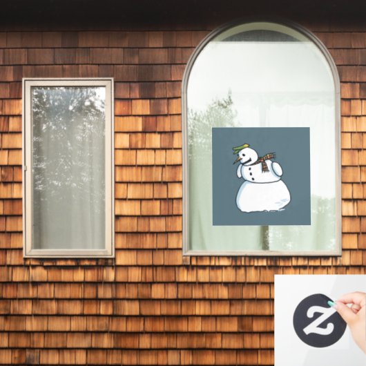 Snowman blue window cling raamsticker (Huis Raam)