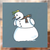 Snowman blue window cling raamsticker (Vel 2)