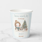 Snowman Blue Winter Christmas Boy Baby shower Papieren Bekers (Achterkant)