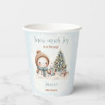 Snowman Blue Winter Christmas Boy Baby shower Papieren Bekers<br><div class="desc">Schattigee Christmas Boy Baby shower Paper Cups met een mooie sneeuwpop,  kerstboom met cadeautjes en sneeuwblauw,  met  vibes. Eenvoudig de tekst aanpassen - Kate Eden Art</div>