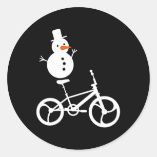 Snowman BMX Bike Kerst Winter Funny Cycling Sp Ronde Sticker