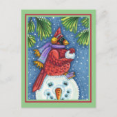 SNOWMAN BODYGUARD, CHRISTMAS CARDINAL REDBIRD BRIEFKAART (Voorkant)