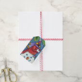 SNOWMAN BODYGUARD, CHRISTMAS CARDINAL REDBIRD CADEAULABEL (Met Touw)
