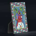 SNOWMAN BODYGUARD, CHRISTMAS CARDINAL REDBIRD FOTOPLAAT<br><div class="desc">GEWAPEND MET SNEEUWBALLEN. HUMORISTISCHE KARDINAAL,  PERFECT ACCENT VOOR SEIZOENSGEBONDEN DECORATIE. TAFELBLAD PLAQUE / EASEL - (alle randen of sierlijsten zijn onderdeel van gedrukt Afbeelding) * Aanpassen ... ...  Zoek naar meer items Susan Brack Design</div>