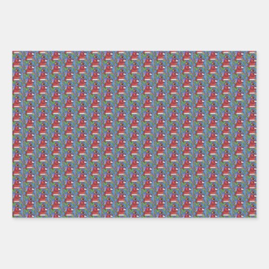 SNOWMAN BODYGUARD, CHRISTMAS CARDINAL REDBIRD INPAKPAPIER VEL (Voorkant 3)