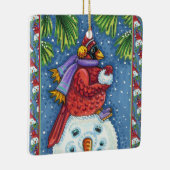 SNOWMAN BODYGUARD, CHRISTMAS CARDINAL REDBIRD KERAMISCH ORNAMENT (Rechts)