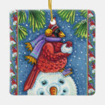 SNOWMAN BODYGUARD, CHRISTMAS CARDINAL REDBIRD KERAMISCH ORNAMENT<br><div class="desc">GEWAPEN MET SNOWBALLEN. HUMOROUS CARDINAL ORNAMENT. (Achterzijde "MERRY CHRISTMAS") *Aanpassen ... Zoeken naar overeenkomende items Susan Brack Design</div>