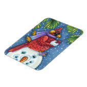 SNOWMAN BODYGUARD, CHRISTMAS CARDINAL REDBIRD MAGNEET (Linkerzijde)