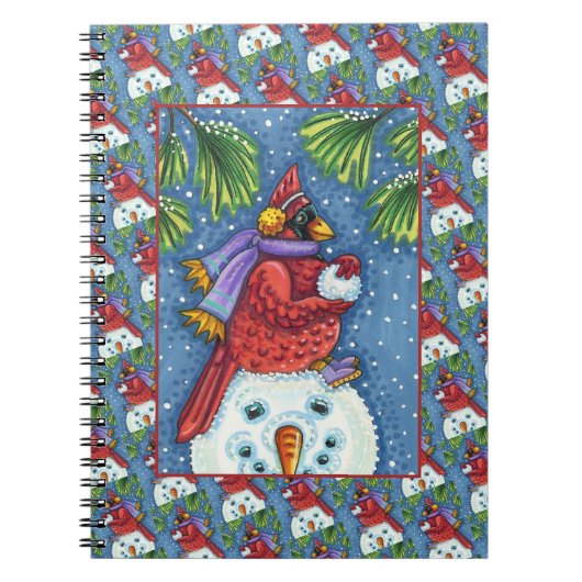 SNOWMAN BODYGUARD, CHRISTMAS CARDINAL REDBIRD NOTITIEBOEK (Voorkant)