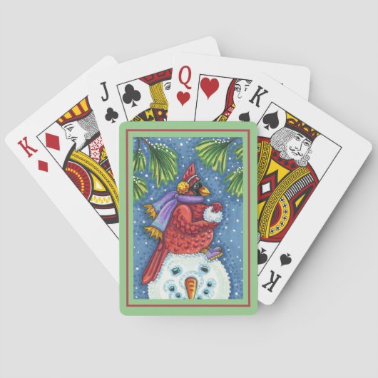 SNOWMAN BODYGUARD, CHRISTMAS CARDINAL REDBIRD POKERKAARTEN (Achterkant)