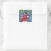 SNOWMAN BODYGUARD, CHRISTMAS CARDINAL REDBIRD VIERKANTE STICKER (Tas)