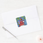 SNOWMAN BODYGUARD, CHRISTMAS CARDINAL REDBIRD VIERKANTE STICKER (Envelop)