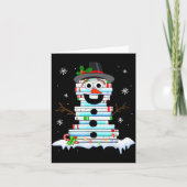 Snowman Book Stack Librarian Book Lover Christmas  Kaart (Voorkant)