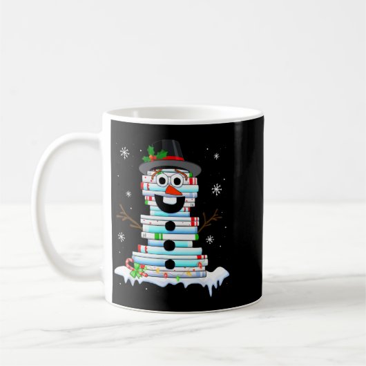 Snowman Book Stack Librarian Book Lover Christmas  Koffiemok (Links)