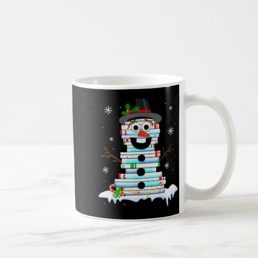 Snowman Book Stack Librarian Book Lover Christmas  Koffiemok (Rechts)