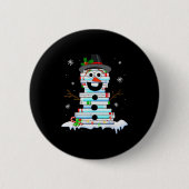 Snowman Book Stack Librarian Book Lover Christmas  Ronde Button 5,7 Cm (Voorkant)