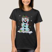 Snowman Book Stack Librarian Book Lover Christmas T-shirt (Voorkant)
