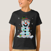 Snowman Book Stack Librarian Book Lover Christmas T-shirt (Voorkant)