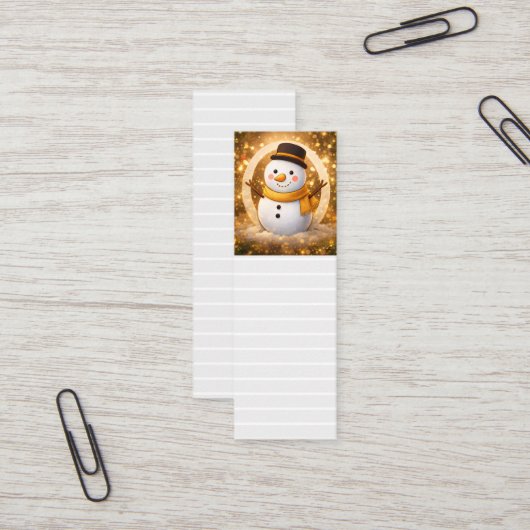 Snowman bookmark mini visitekaartje (Voorkant / Achterkant in situ)