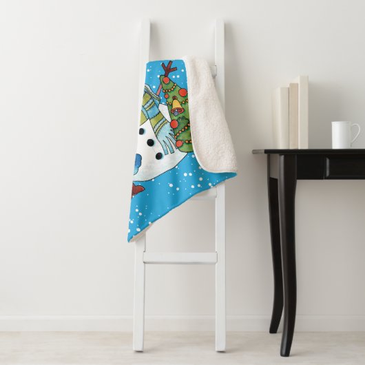 Snowman, boom en kleine meid, Sherpa Blanket Sherpa Deken (In situ)