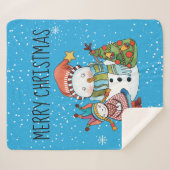 Snowman, boom en kleine meid, Sherpa Blanket Sherpa Deken (Voorkant (horizontaal))