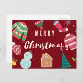 Snowman, boom, kerstgebreide truien briefkaart (Voorkant / Achterkant)