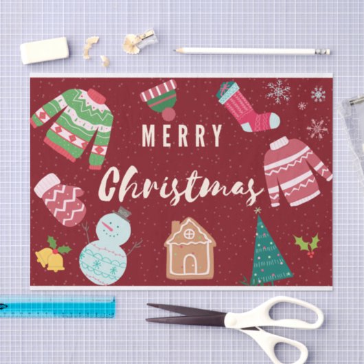 Snowman, boom, kerstgebreide truien tissuepapier (Craft)