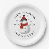 Snowman-Bord voor kerstfeestartikelen Papieren Bordje (Voorkant)