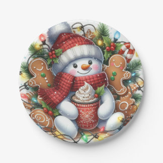 Snowman-Borden voor kerstpapier Papieren Bordje