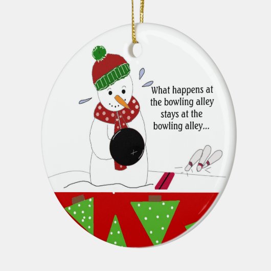Snowman Bowler Keramisch Ornament (Links)